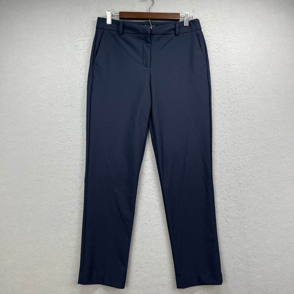 Christian Siriano Dress Pants Womens 6 Navy Blue Straight Leg Stretch Trousers